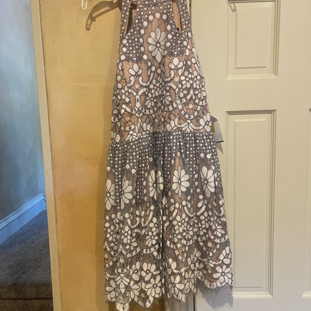 Floral Lace Halter Dress -Jodi Kristopher - Size 15 Juniors
